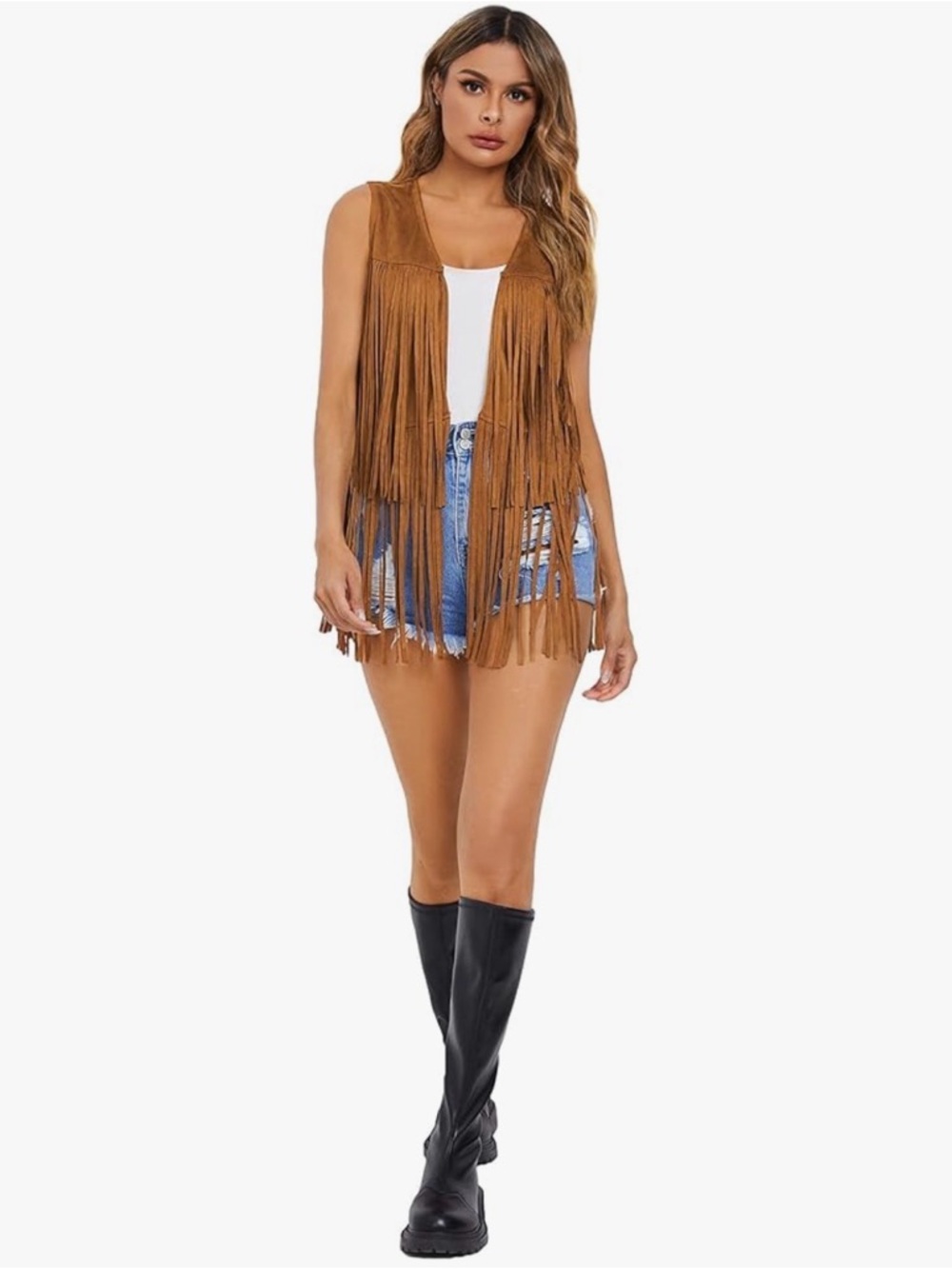 Faux Suede Fringe Vest - Picture 2 of 9